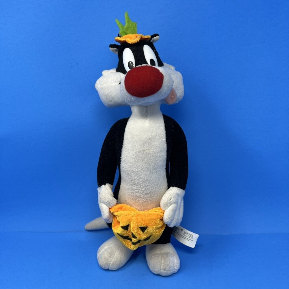 Vtg. Looney Tunes Sylvester Cat Halloween Plush Pumpkin Nanco Trick or Treat 14"